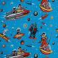 Preview: French Terry Kinder Retro Spacemotive türkisblau